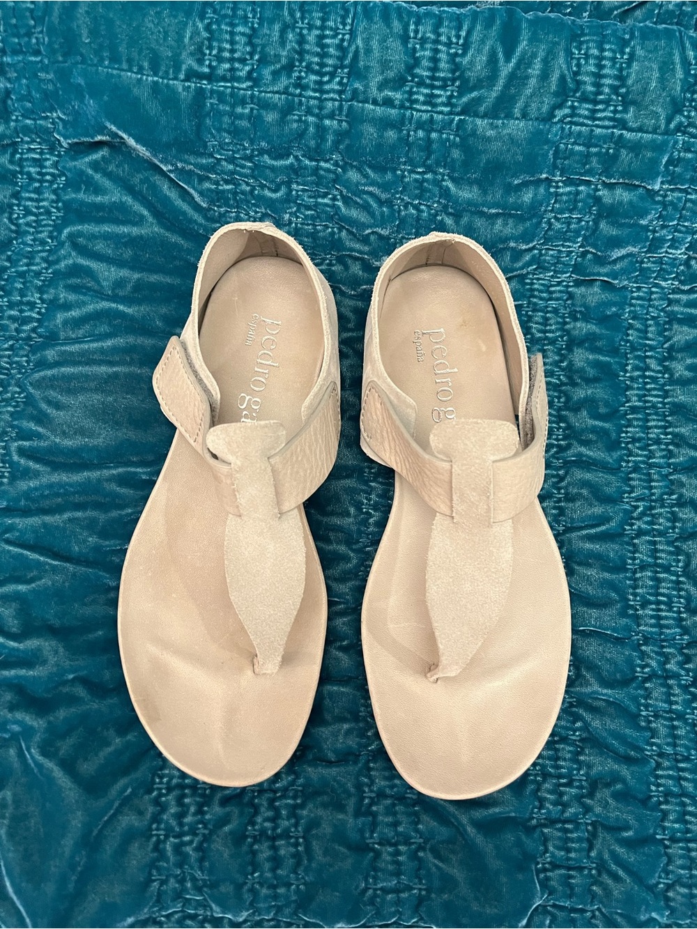 Pedro Garcia Beige Suede Thong Sandals